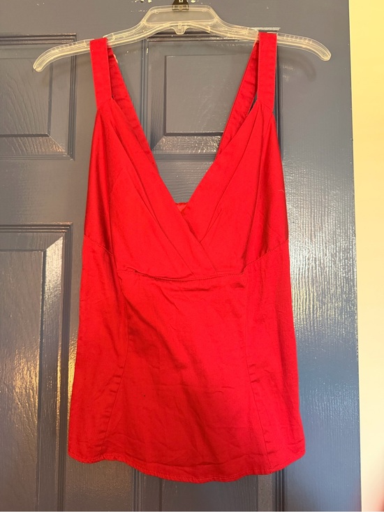 Pinup Couture Tops - Pinup Couture Red V-Neck Crop Tank Top